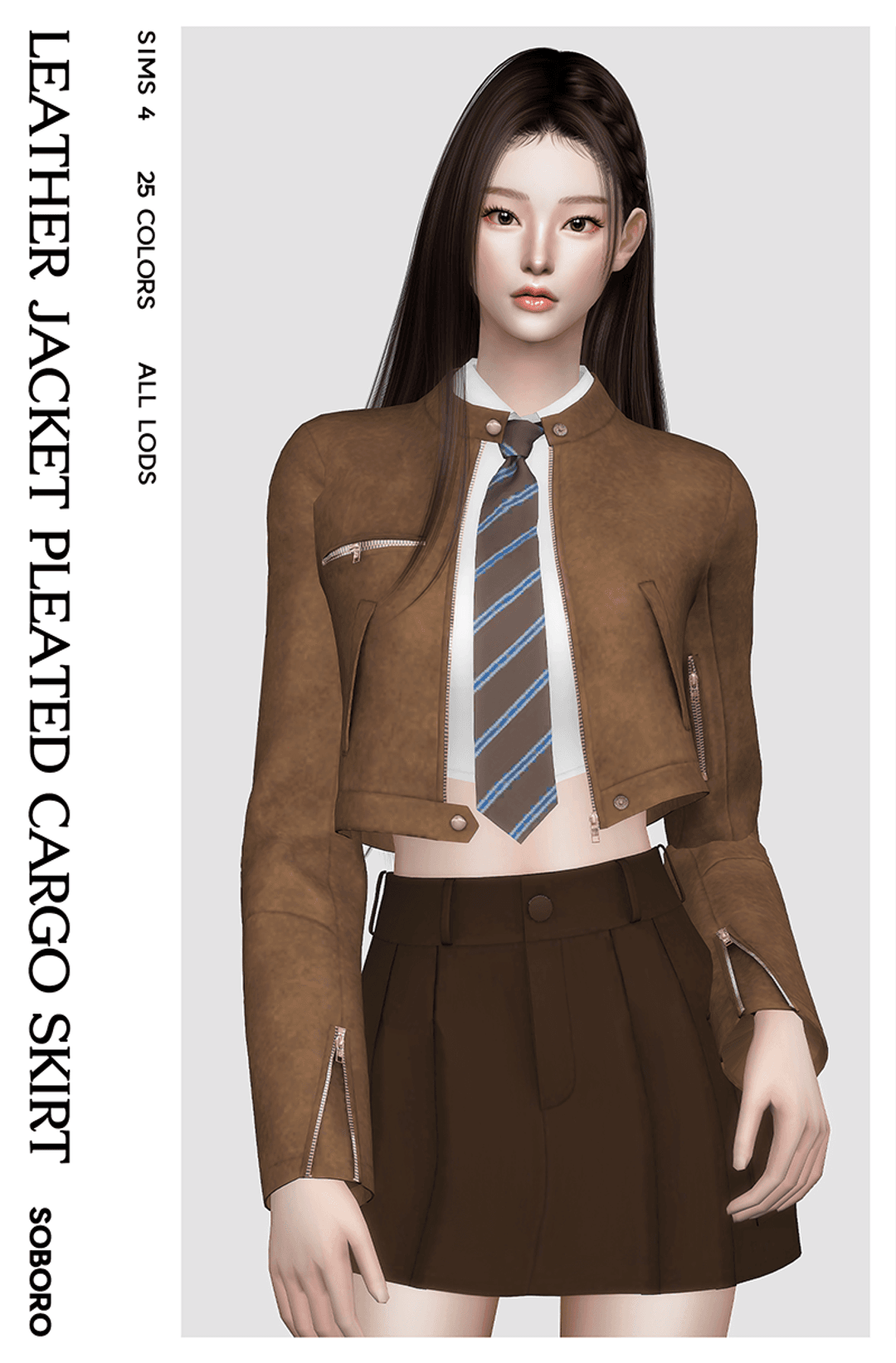 Галерея мода Комплект Leather Jacket&Cargo Skirt #1